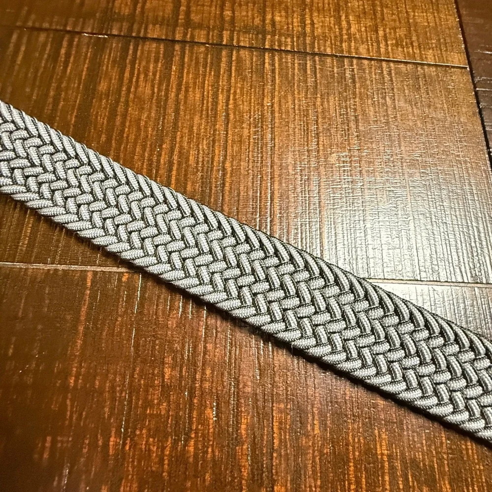 Tommy Bahama Braided Belt Mens S/M Gray Woven Leather Trim Casual Stretch